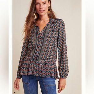 Maeve by Anthropologie Janie Flounced Peasant Top
